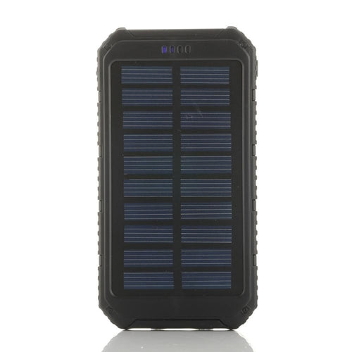 Solar Power Bank – 6000mAh, Dual USB, Built-In Flashlight, Water-Resistant