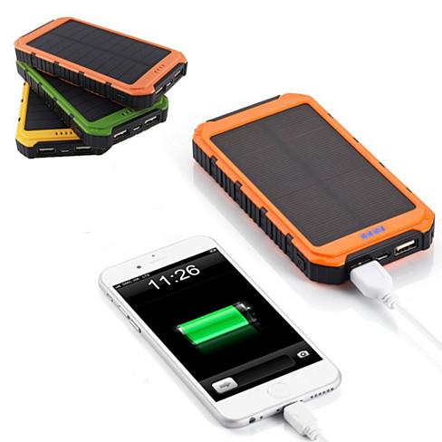Solar Power Bank – 6000mAh, Dual USB, Built-In Flashlight, Water-Resistant