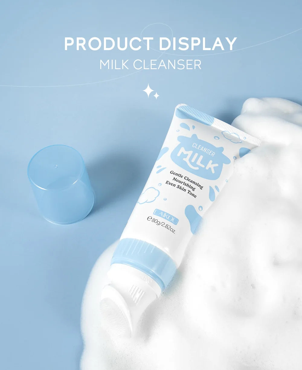 Korean Milk Facial Cleanser – Deep Moisture, Oil Control & Glowing Skin | Hyaluronic Acid, PH-Balanced for Dry/Oily Skin 80g