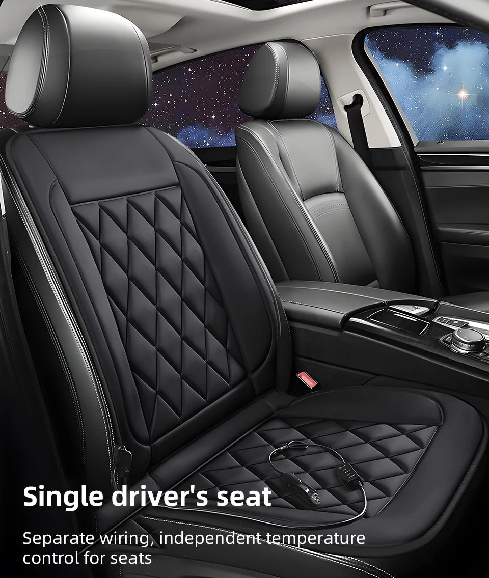 12V Heated Car Seat Cushion – Quilted, 2 Heat Settings