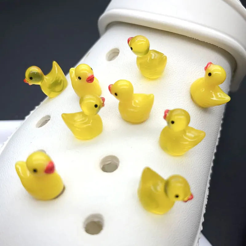 3D Cute Duck Noctilucent Shoe Charms for Crocs Garden Sandal Clogs Pins Decorations Slipper Accessories Girl Women Gift