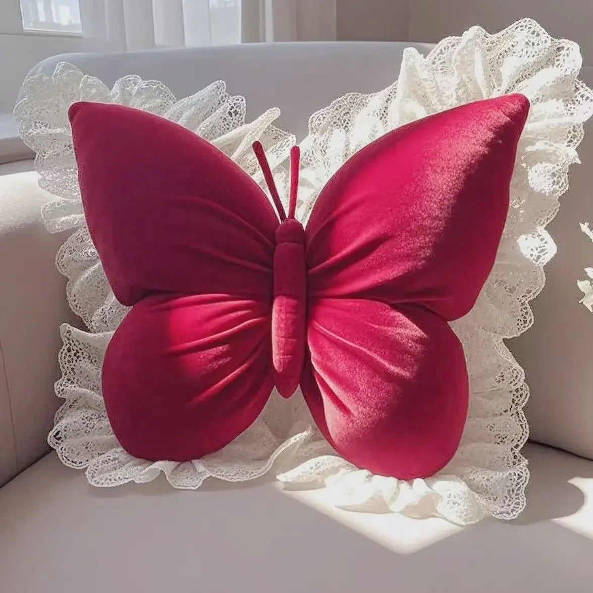Butterfly Bow Princess Office Pillow Polyester Cotton Filled Cute Sofa Cushion for Bedroom Living Room Car Home Garden Decor