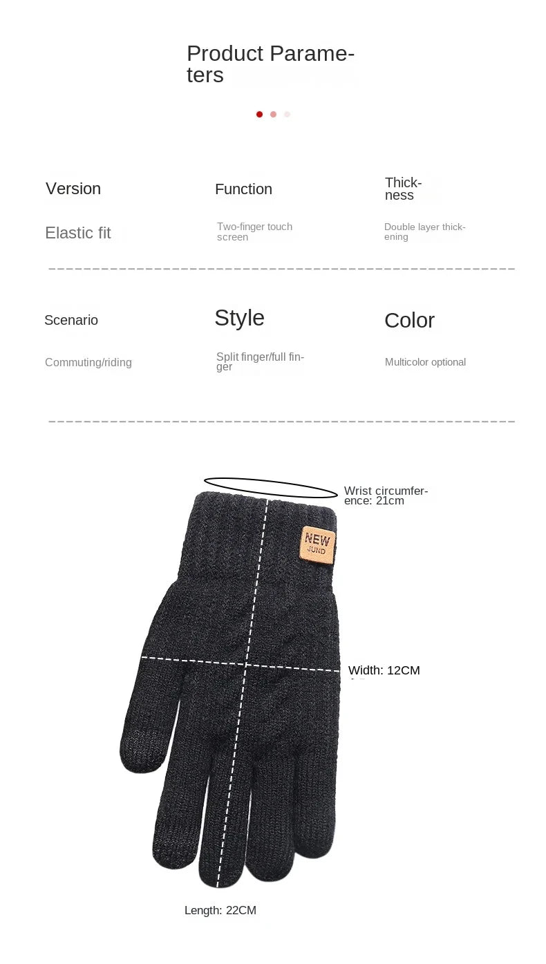 Unisex Lined Knit Winter Gloves