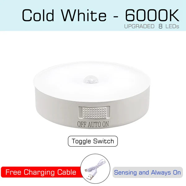 Rechargeable Round Motion-Sensor LED Night Light