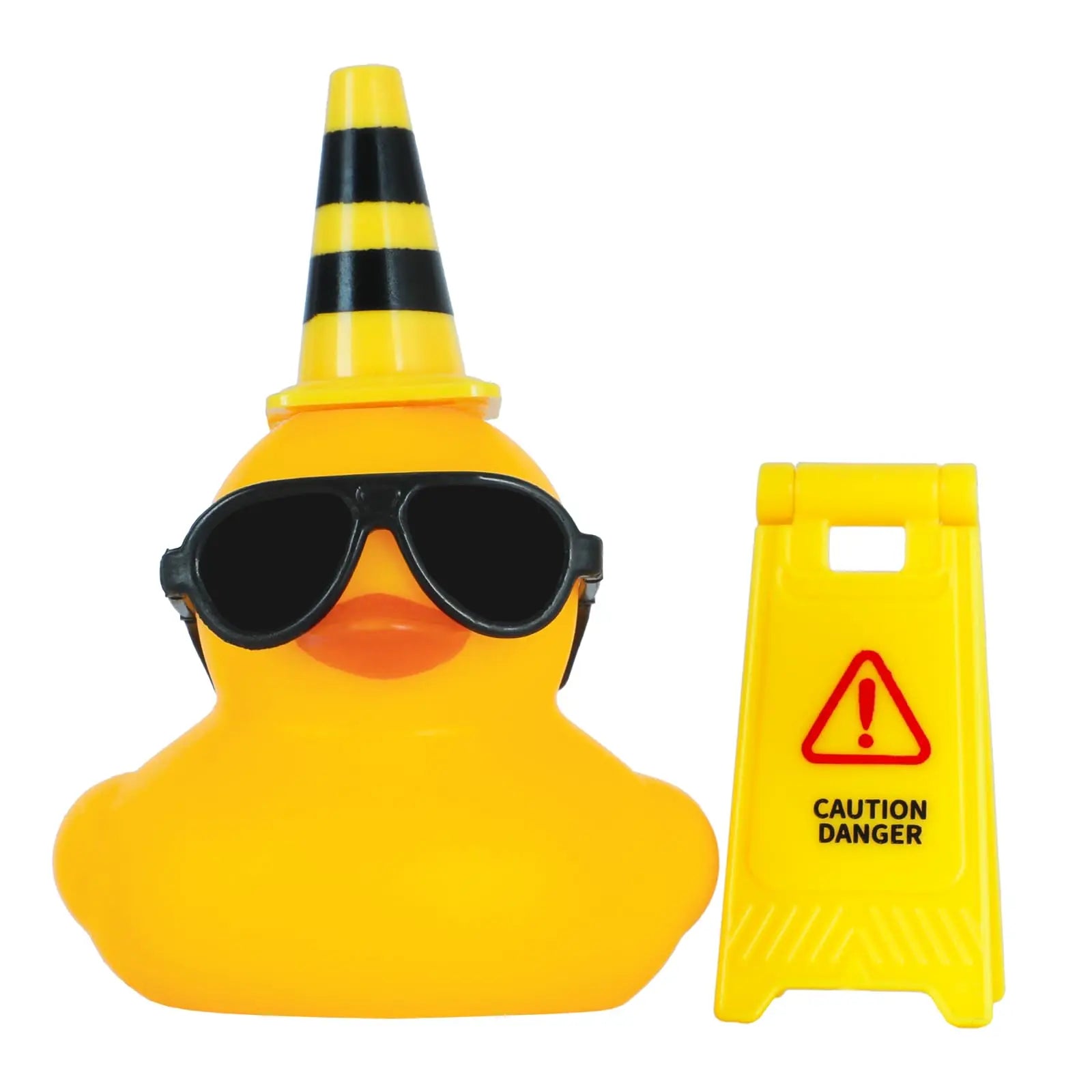 Rubber Duck for Jeeps Car Dashboard Decoration,Funny Squeaky Duck with Road Signs Sunglasses for Party Favors