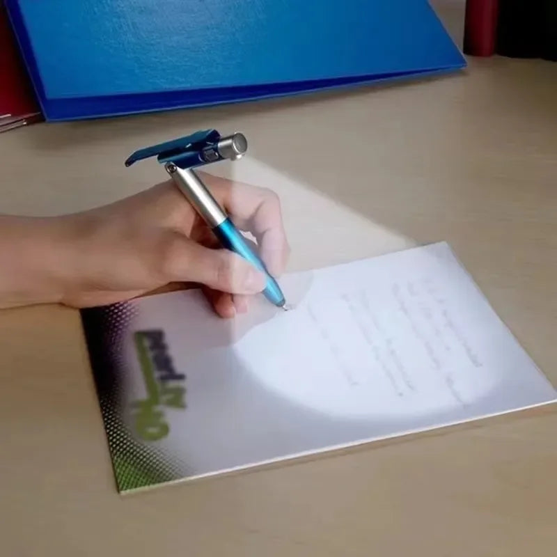 Multifunction 4-in-1 Foldable Ballpoint Pen Stylus (Flashlight + Support) for Tablet Cellphone