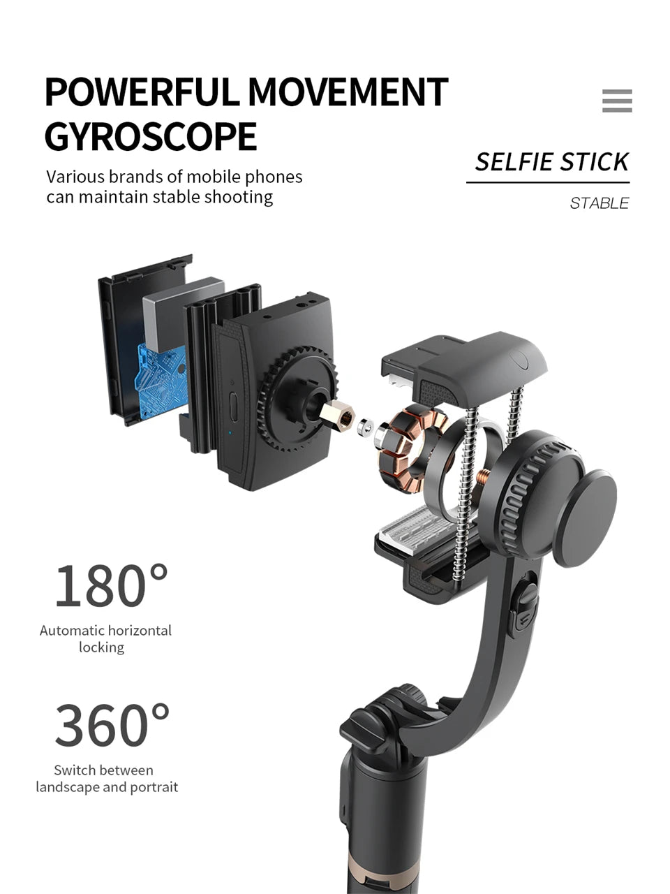 Q08 Smartphone Gimbal with Selfie Stick & Tripod