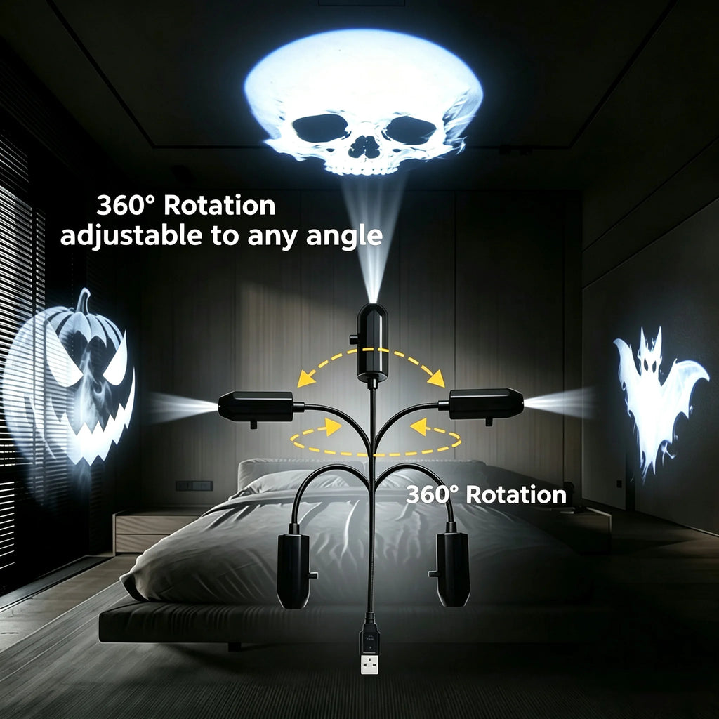 USB LED Holiday Projector Light – Halloween & Christmas Styles