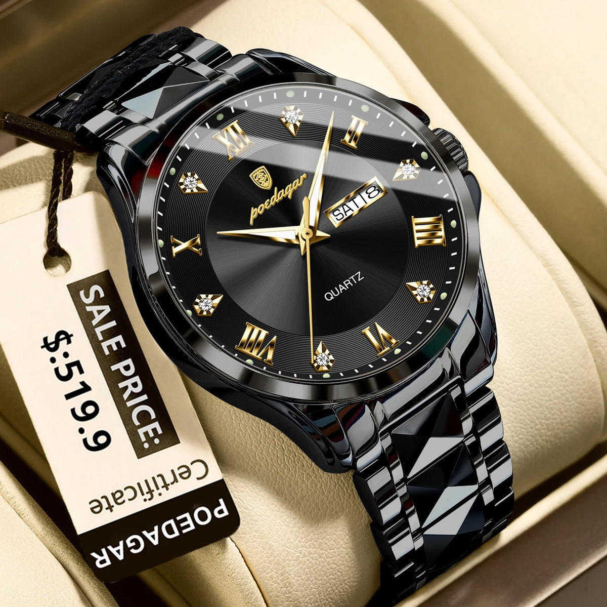 POEDAGAR 883 Men’s Day-Date Quartz Watch