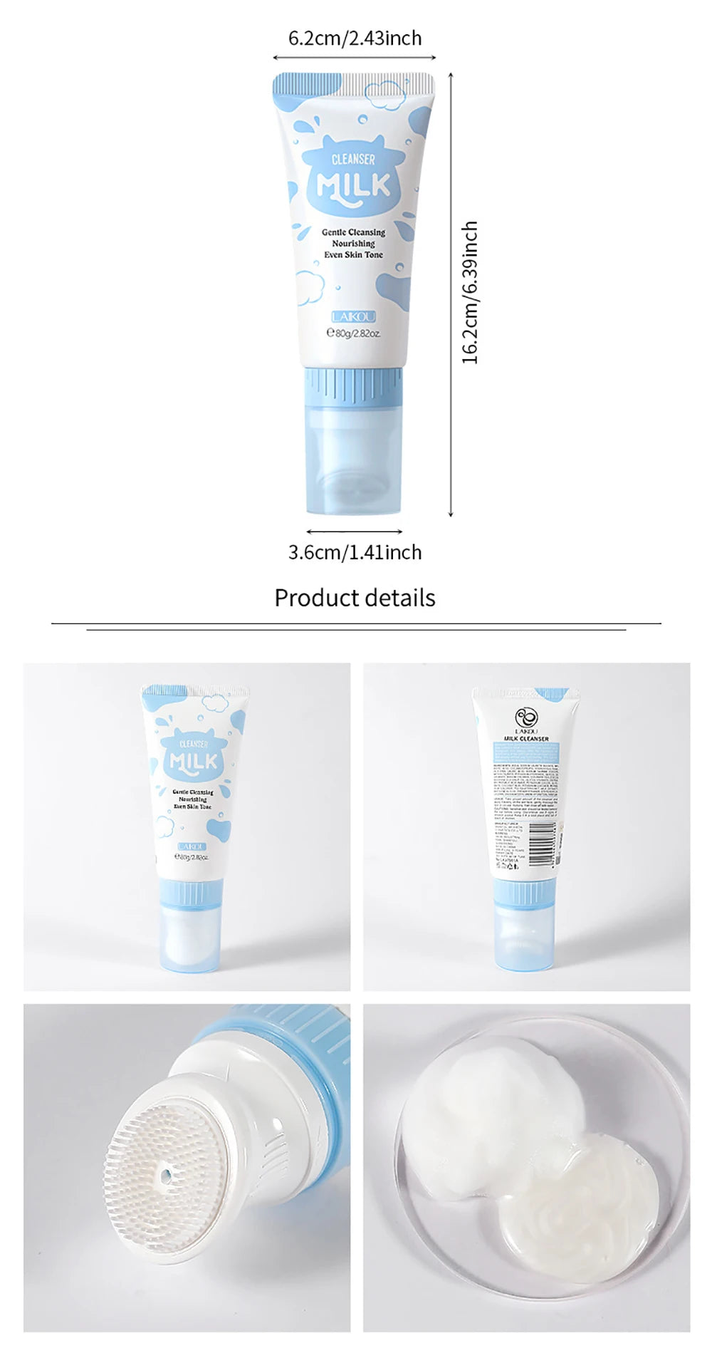 Korean Milk Facial Cleanser – Deep Moisture, Oil Control & Glowing Skin | Hyaluronic Acid, PH-Balanced for Dry/Oily Skin 80g