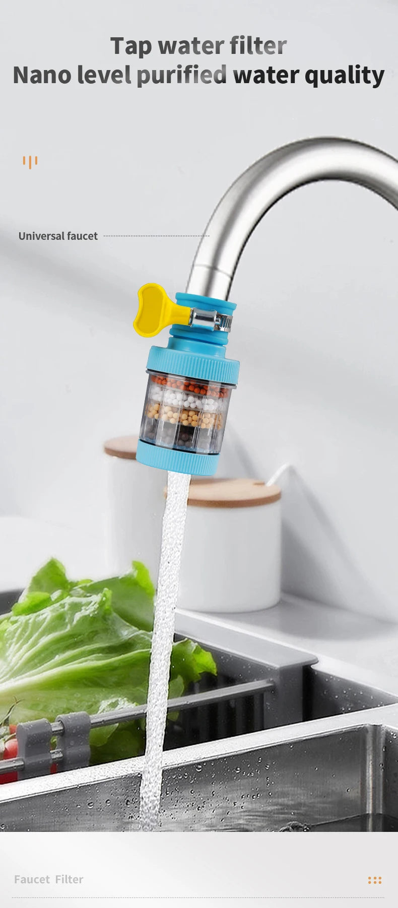 Mini Faucet Water Filter – Four Color Options