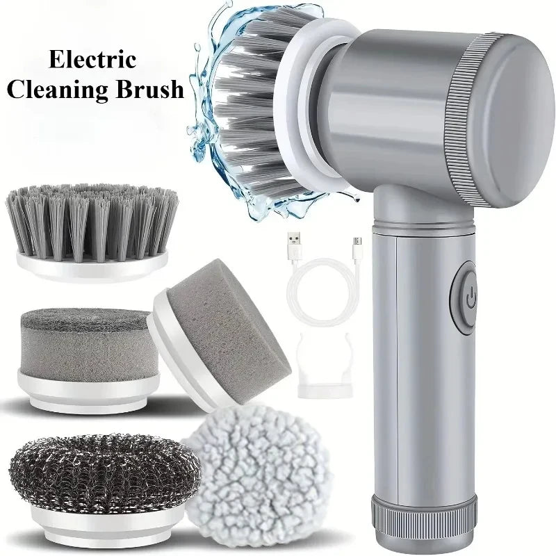 Rechargeable Electric Spin Scrubber with 5 Cleaning Heads