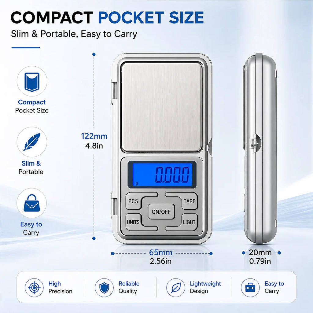 Digital Pocket Scale – 500 g Capacity, 0.01 g Resolution