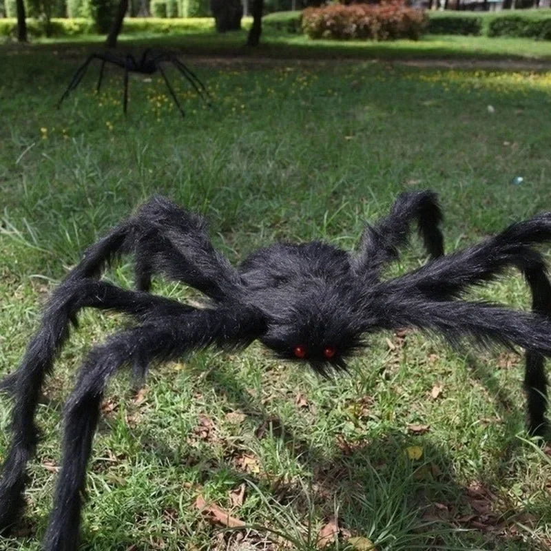 Black Plush Spider with Bendable Legs – Halloween Decoration