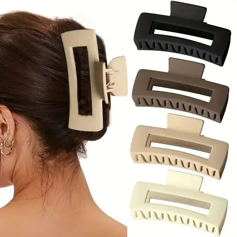 ‌4pcs Shark Jaw Hair Claw Clips | Extra-Large Non-Slip Hold for Thick Hair | Solid Color Hair Accessories Set, Ponytail Tools