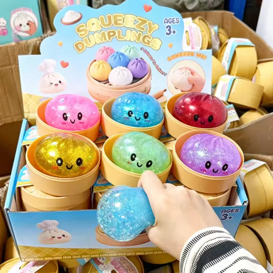 Dumpling Pressure Dumpling Squishies Cute Colorful Bun Toy Slow Rising Stress Relief Fidget Toy for Kids Adults Anti-Anxiety Gif