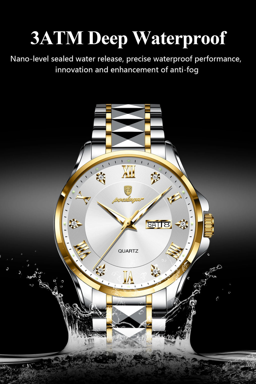 POEDAGAR 883 Men’s Day-Date Quartz Watch
