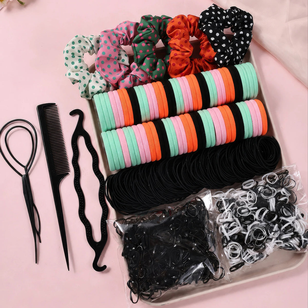 Hair Accessory Set – Scrunchies, Hair Ties & Styling Tools