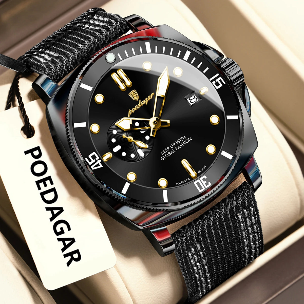 POEDAGAR 873-NL Men’s Quartz Watch with Nylon Strap