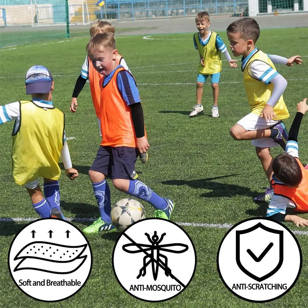 1 Pair Kids Sports Cooling Arm Sleeves Cover Sun UV Protection For 5-12 Years Girls Boys Elastic Ice Cuff Cycling Arm Warmer