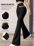 Women’s High-Waisted Stretch Flare Pants – Black