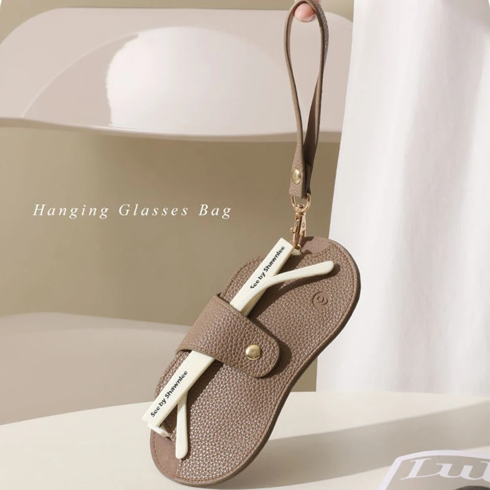 Textured Faux Leather Glasses Pouch with Carry Handle
