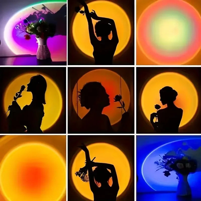 16-Color Sunset Projection Lamp with Remote – USB Powered