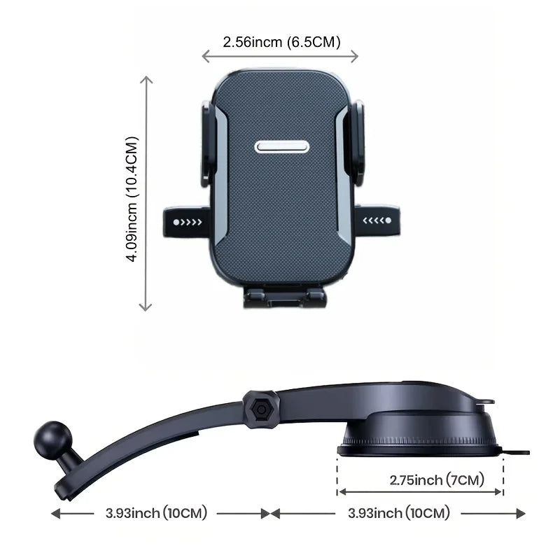 MIRACASE 360° Car Phone Holder – Dashboard Suction Cup Mount, Adjustable Angle, One-Hand Release, Universal for 4–7" Smartphones