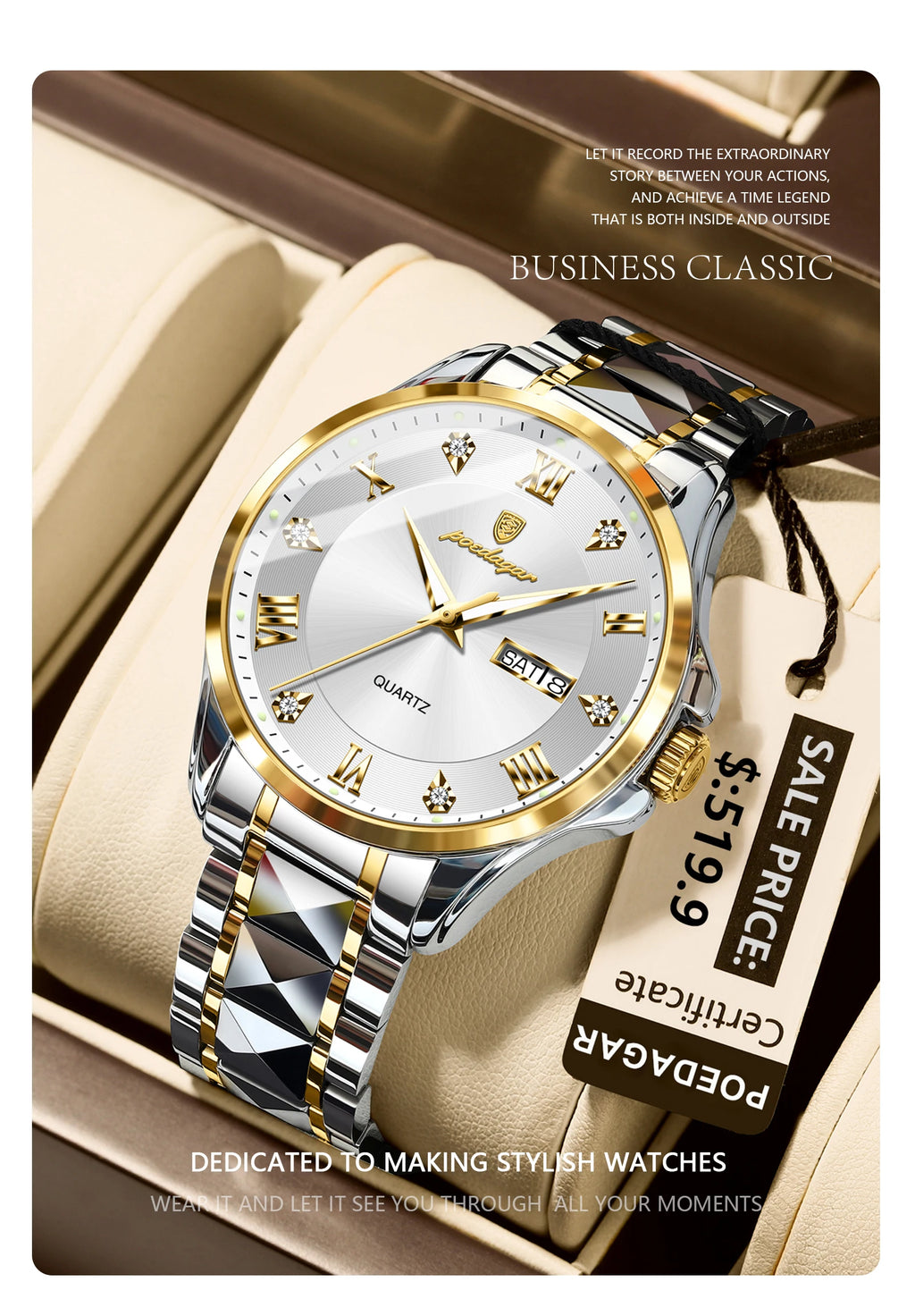 POEDAGAR 883 Men’s Day-Date Quartz Watch