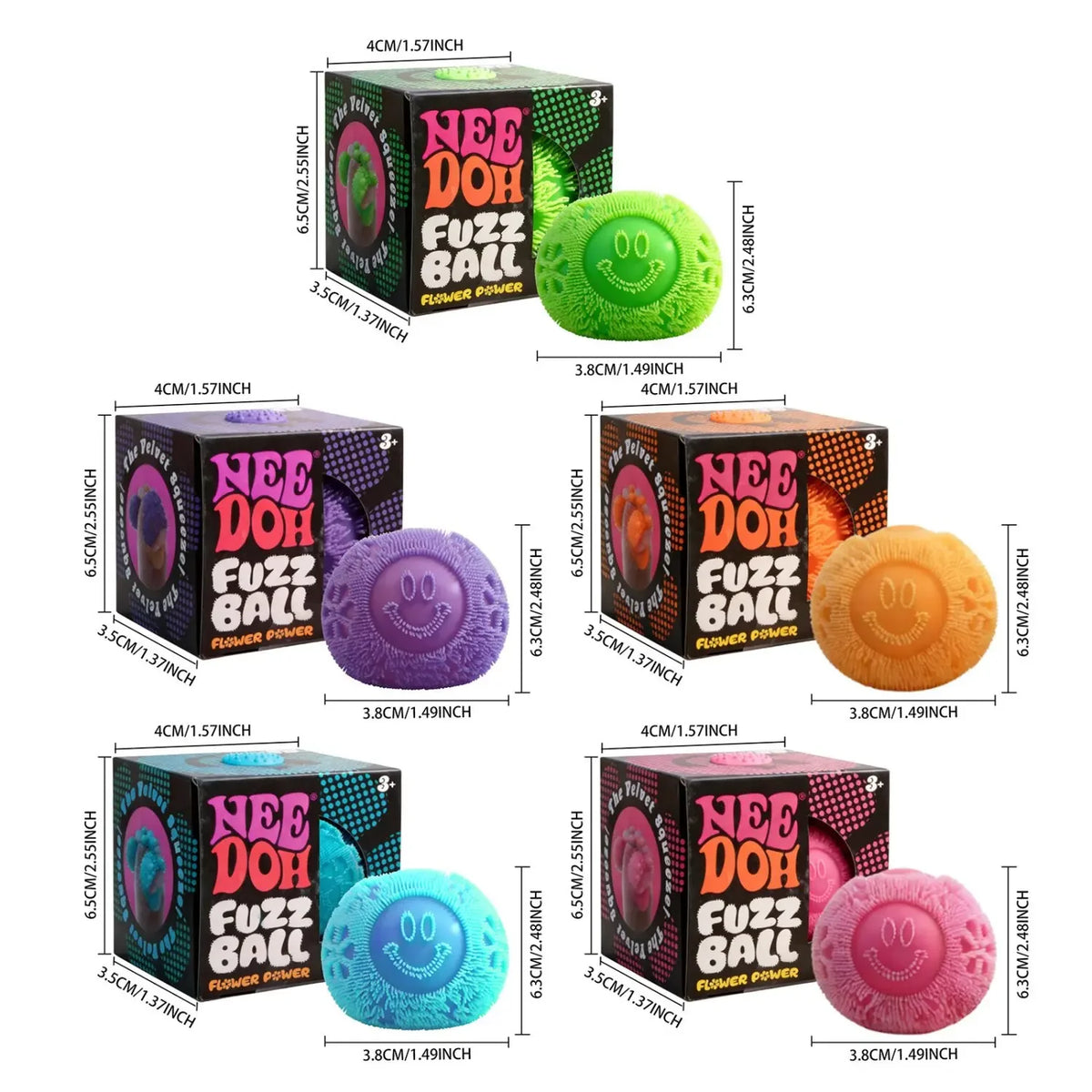 Textured Smiley Squeeze Fidget Ball – Single & 3-Piece Options