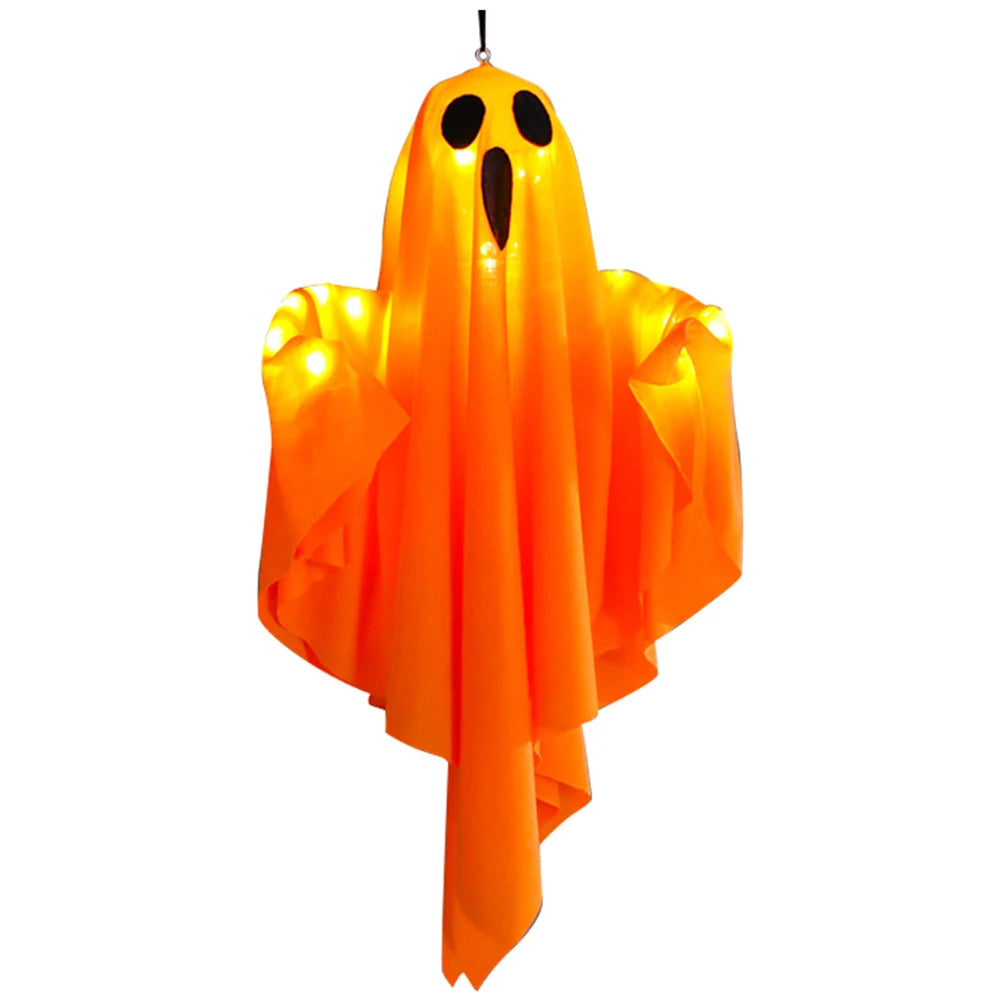 Light-Up Hanging Ghost – White or Orange Halloween Decoration
