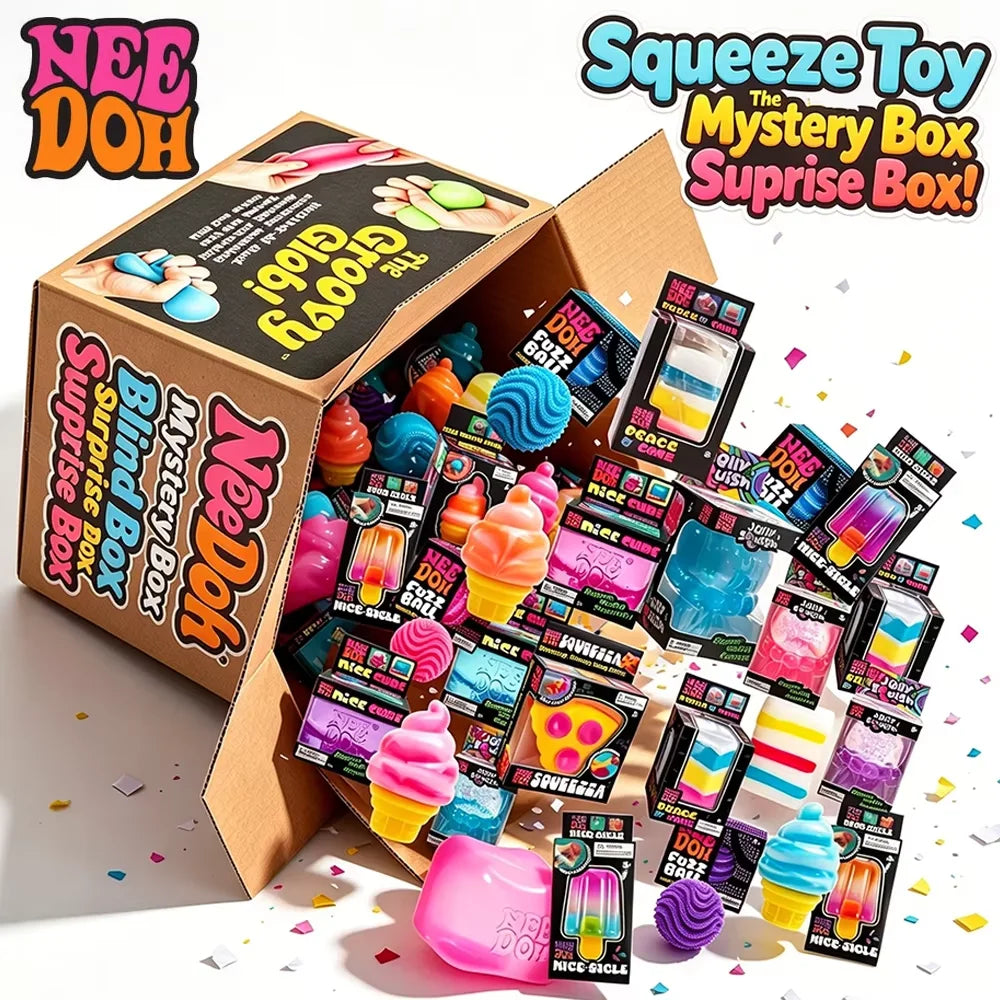 NeeDoh Mystery Squish Toy – Blind Box Jellyfish or Cube Stress Relief Squeeze