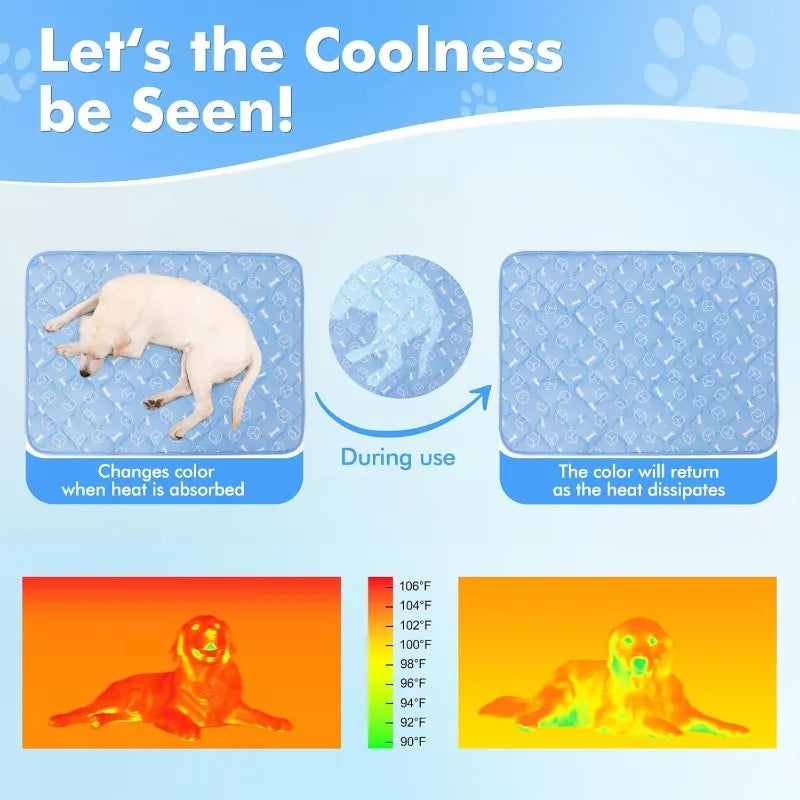 Large Pet Cooling Mat for Summer Heat Relief Reusable Breathable Gel Freeze Panel for Dogs Cats Indoor Outdoor Crate Bed