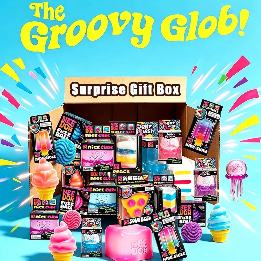 NeeDoh Mystery Squish Toy – Blind Box Jellyfish or Cube Stress Relief Squeeze