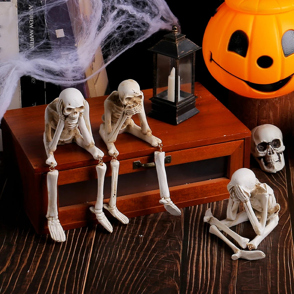 No Evil Skeleton Figurine – Halloween Decor