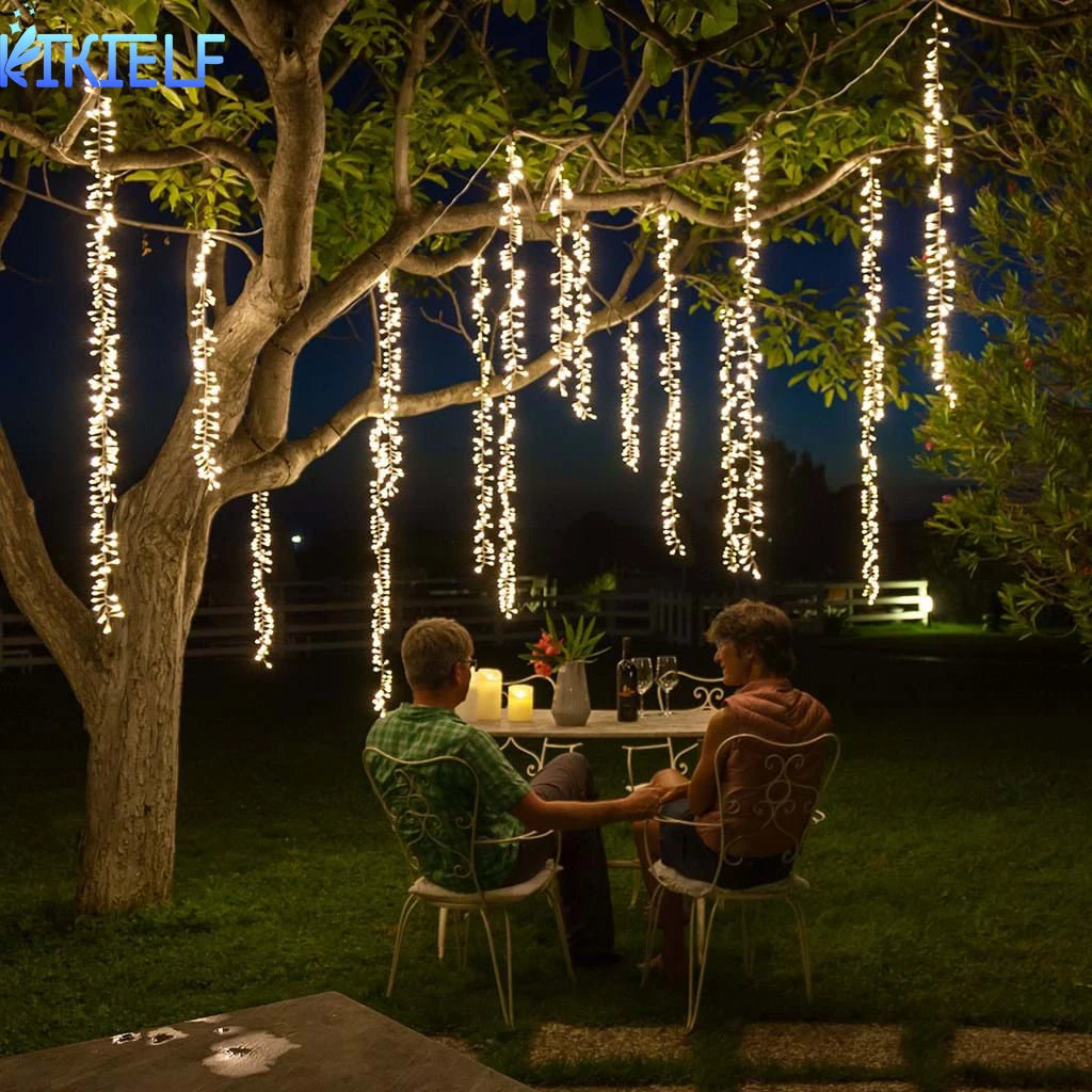 Warm White LED Firecracker Curtain Lights – Connectable, 3 Drops
