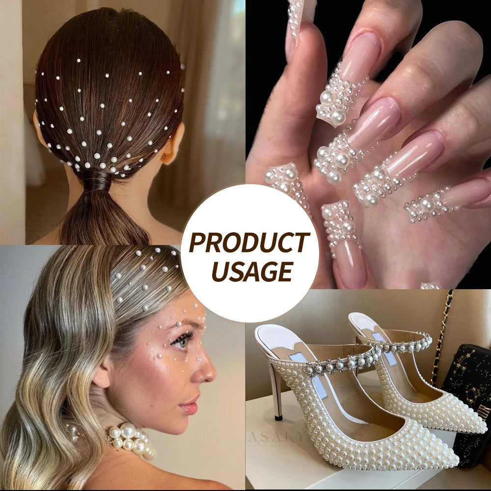 Nail Art Pearl-Look Beads & Rhinestones – Assorted Box Options