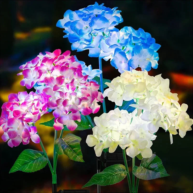 Solcellsdriven Hortensia Blomsterbelysning för Uteplatsdekoration, LED-simulering Blomsterbelysning, Solladdad Gräslampa för Trädgårdsdekor