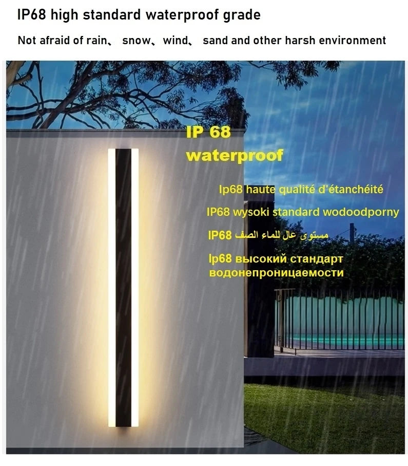 Modern Outdoor LED Wall Lamp – IP65 Waterproof, Dimmable, Multiple Sizes