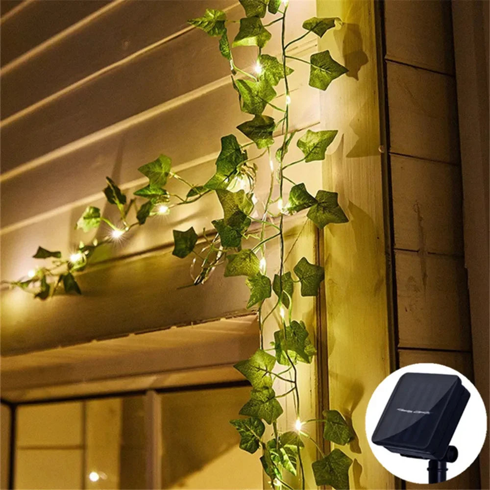 2/5/10M Solar Sunflower Light String Outdoor Fairy Lamp 8 Mode Artificial Plant Leaf for Wedding Camping Garden Fence Decoration