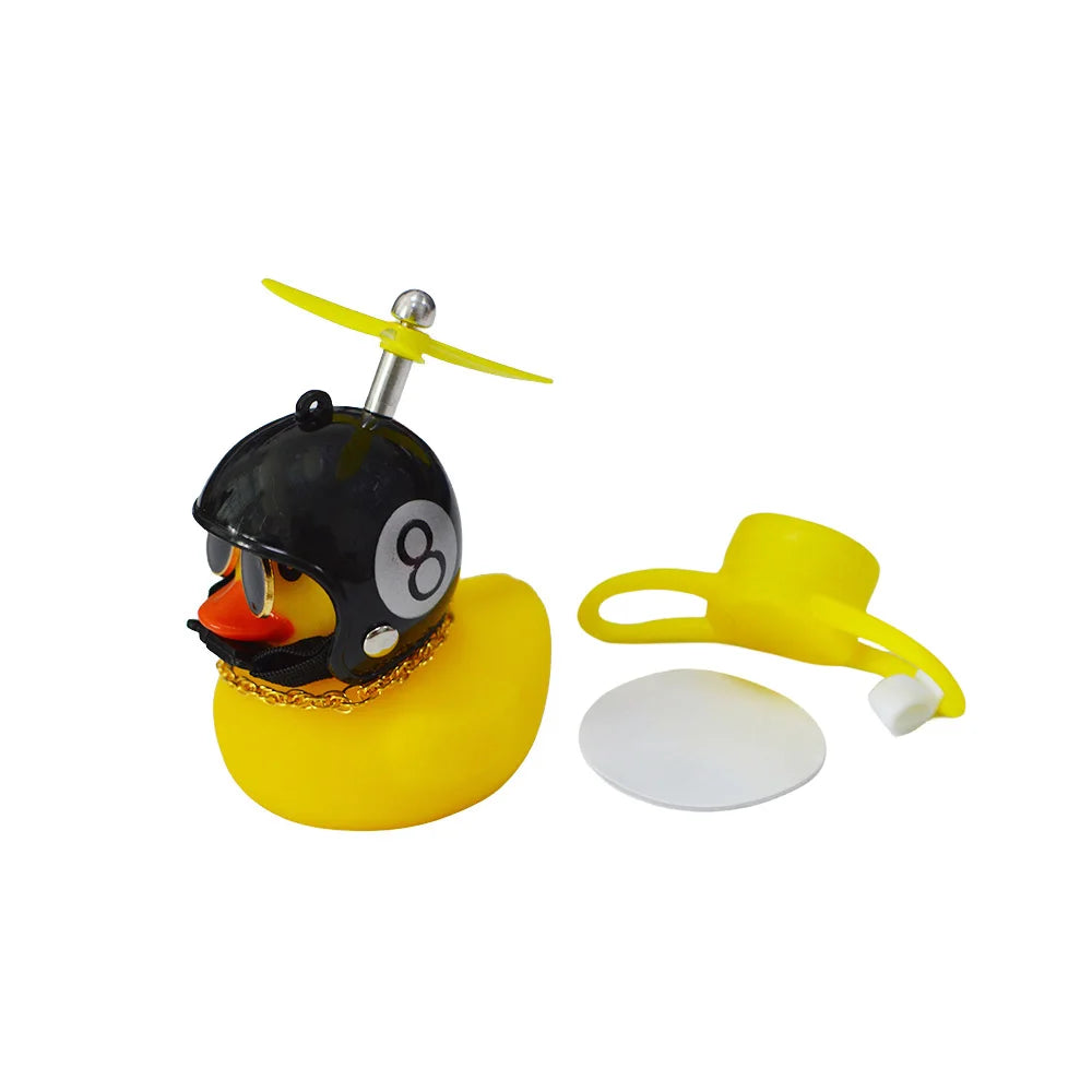 Motorcycle Cute Wind-breaking Duck Bicycle Small Yellow Duck with Helmet Airscrew Car Interior Decoration Decor Accessories