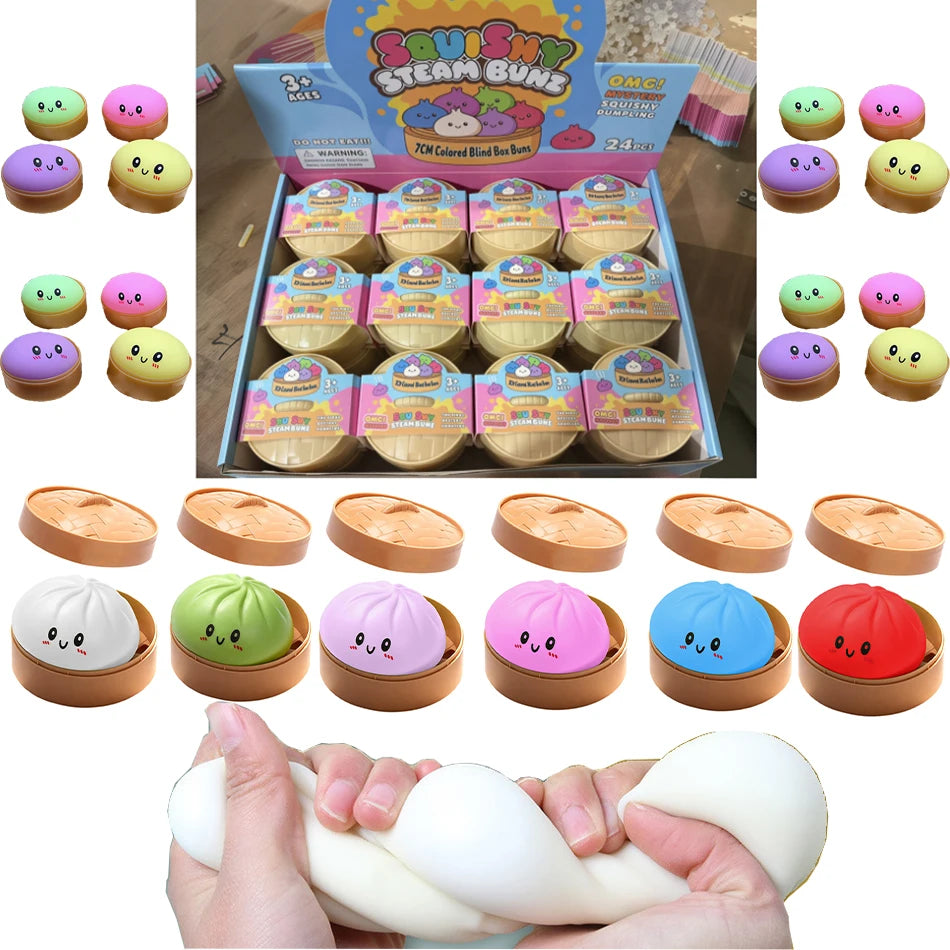 Dumpling Pressure Dumpling Squishies Cute Colorful Bun Toy Slow Rising Stress Relief Fidget Toy for Kids Adults Anti-Anxiety Toy