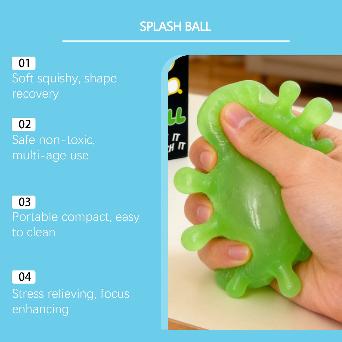 Splash-Shaped Slow Rebound Squeeze Ball – Stress Relief Decompression Fidget Toy, Blind Box Party Gift
