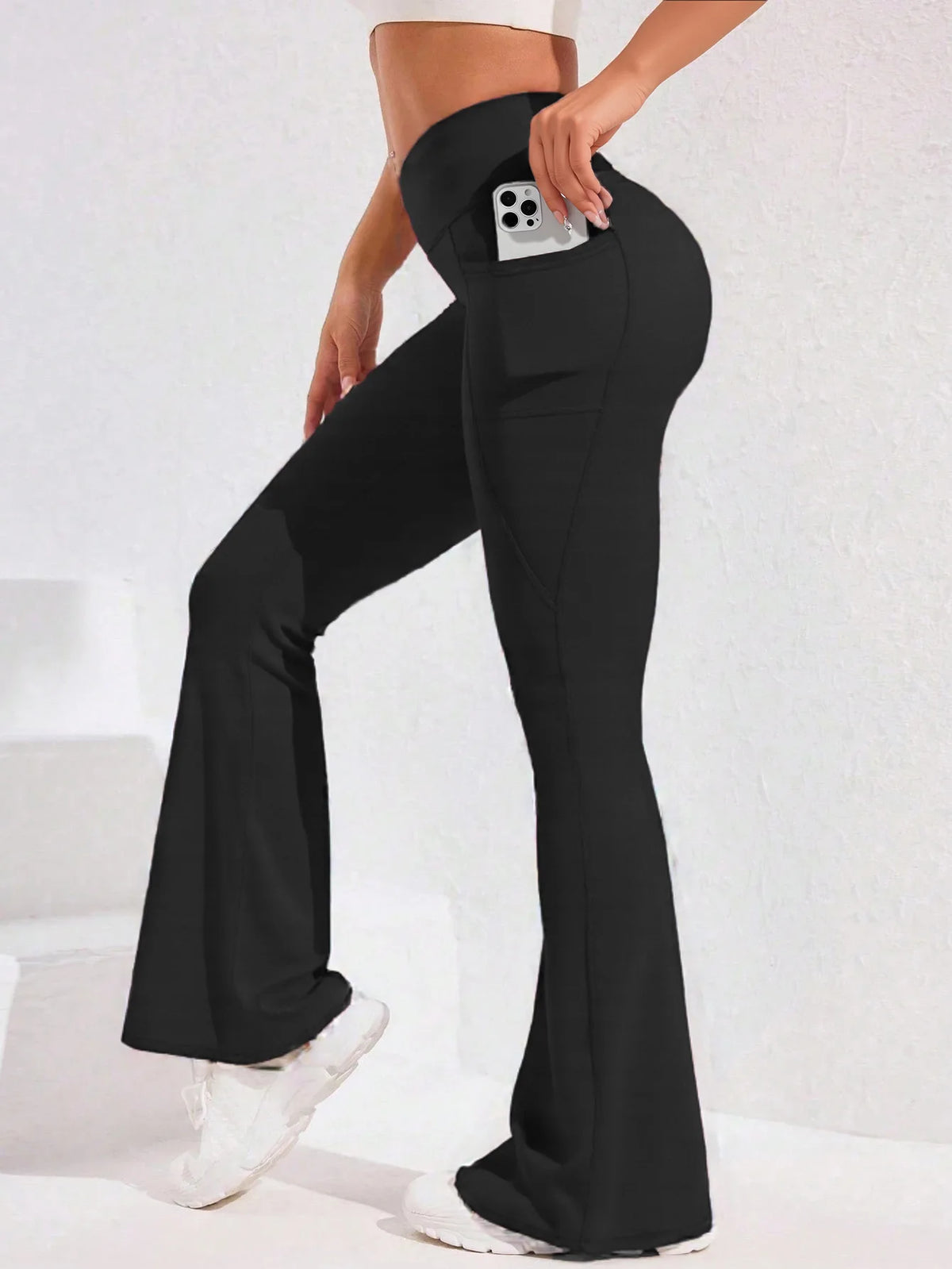 Women’s High-Waisted Flare Yoga Pants with Side Pockets