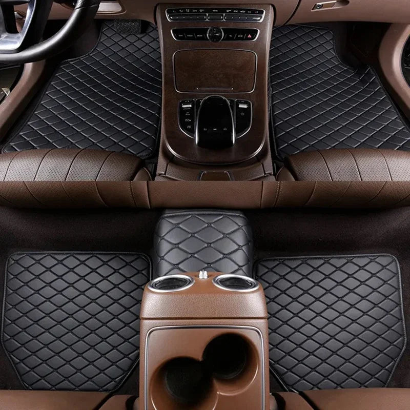 Diamond-Pattern Car Floor Mats – 5-Piece Set