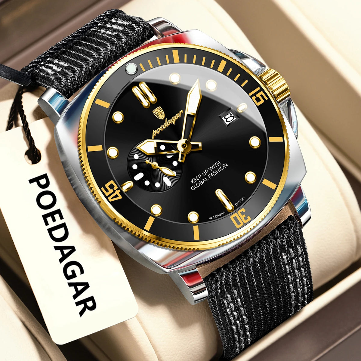 POEDAGAR 873-NL Men’s Quartz Watch with Nylon Strap