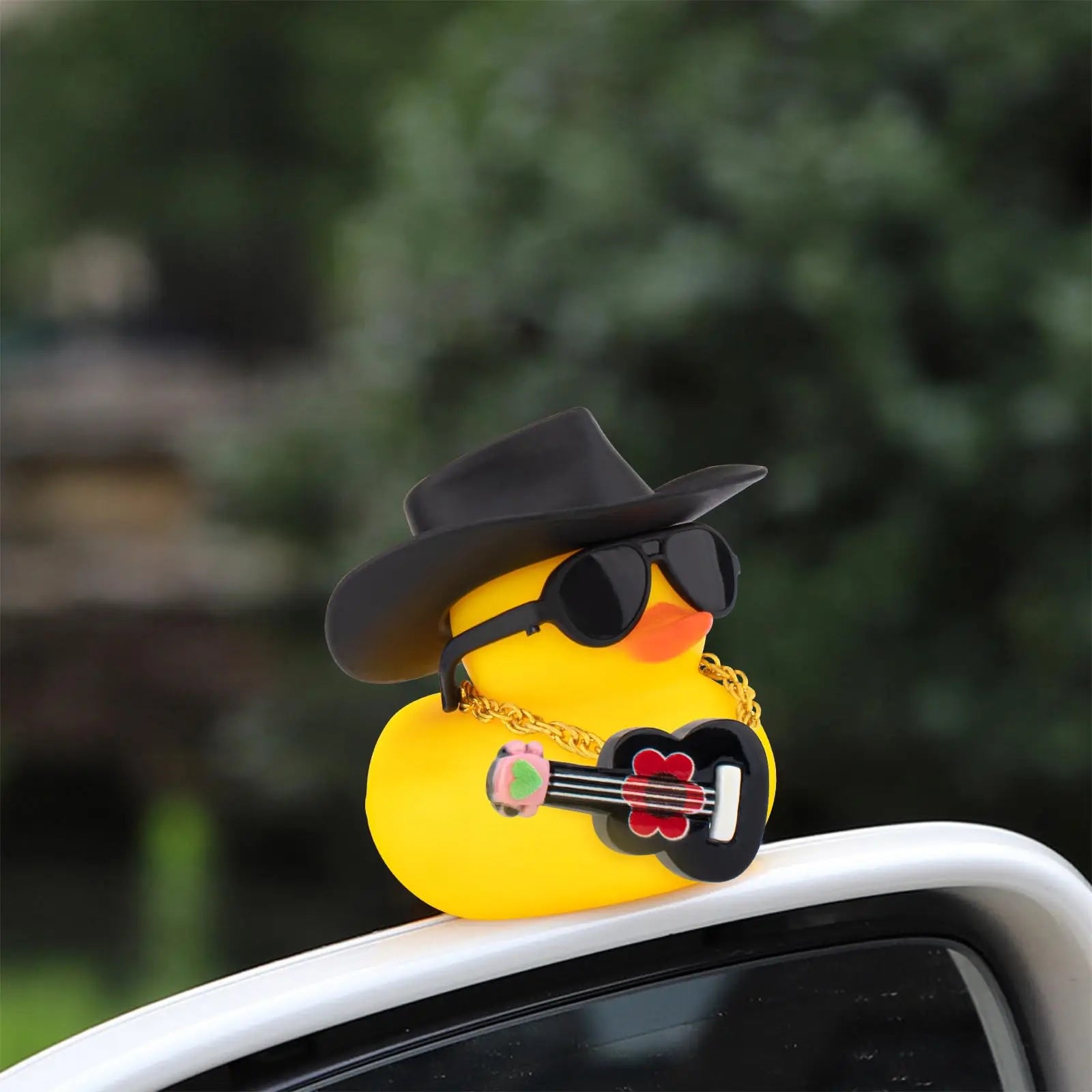 Car Dashboard Rubber Ducks, Ducky Decorations for Gag Car Ornament Cute Duck with Cowboy Hat,