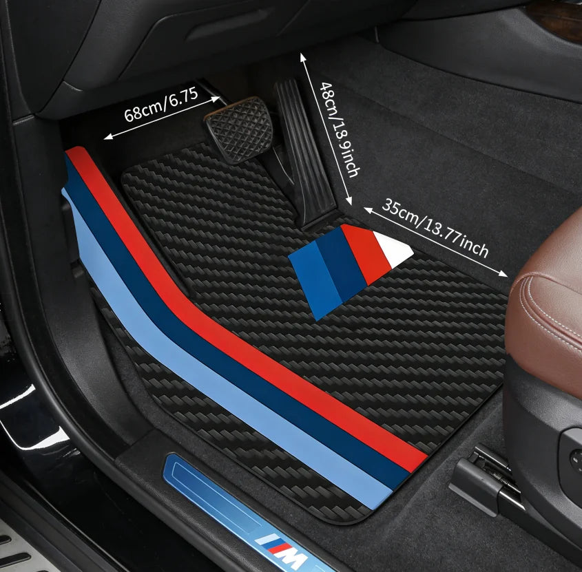 Sport-Stripe Car Floor Mats – 4-Piece Set