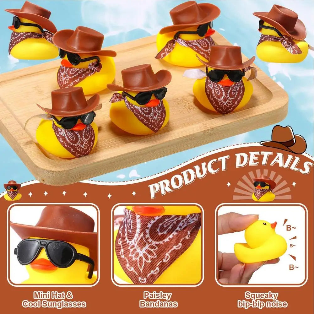 Car Rubber Duck Cowboy Rubber Duck Cool Dashboard Ornament Sunglass Car Duck for Dashboard Toy Car decoration Accessories