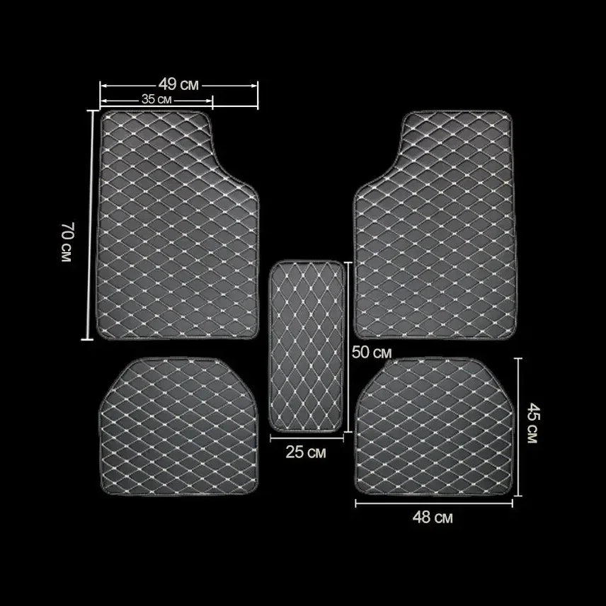 Diamond-Pattern Car Floor Mats – 5-Piece Set